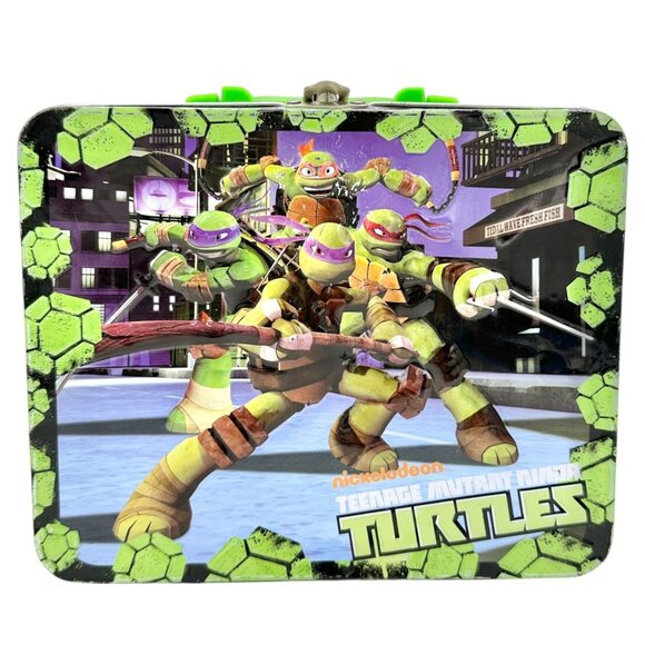 Nickelodeon Teenage Mutant Ninja Turtles Metal Lunch Box With Green Handle - Picture 1 of 12